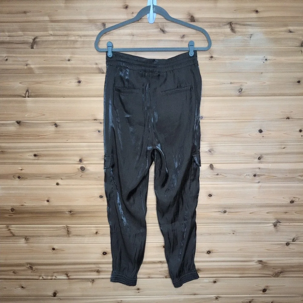 Anthropologie Metallic Charcoal Grey Cargo Jogger Pants OB1154270 Small